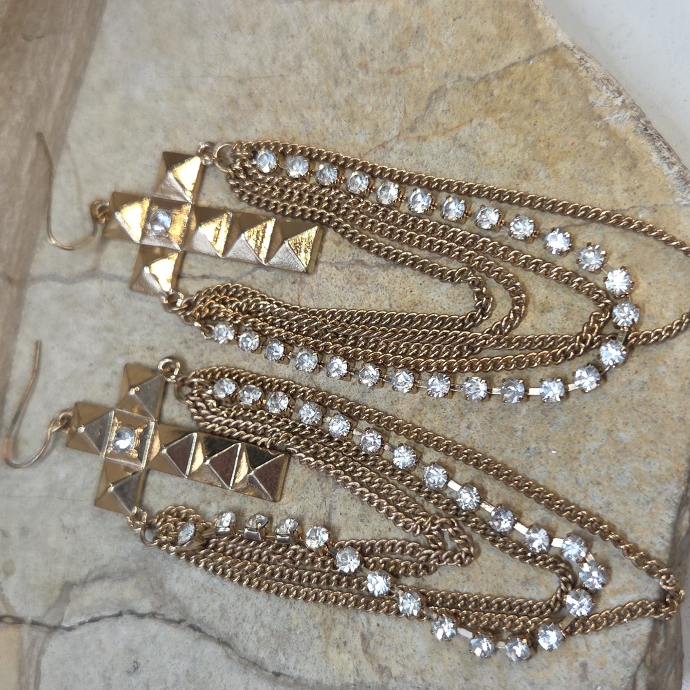 Madonna style cross and chain earrings